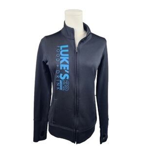 Luke Bryan 32 Bridge Black Zip-Up Jacket with Blue Logo Womens Small Full Zip
